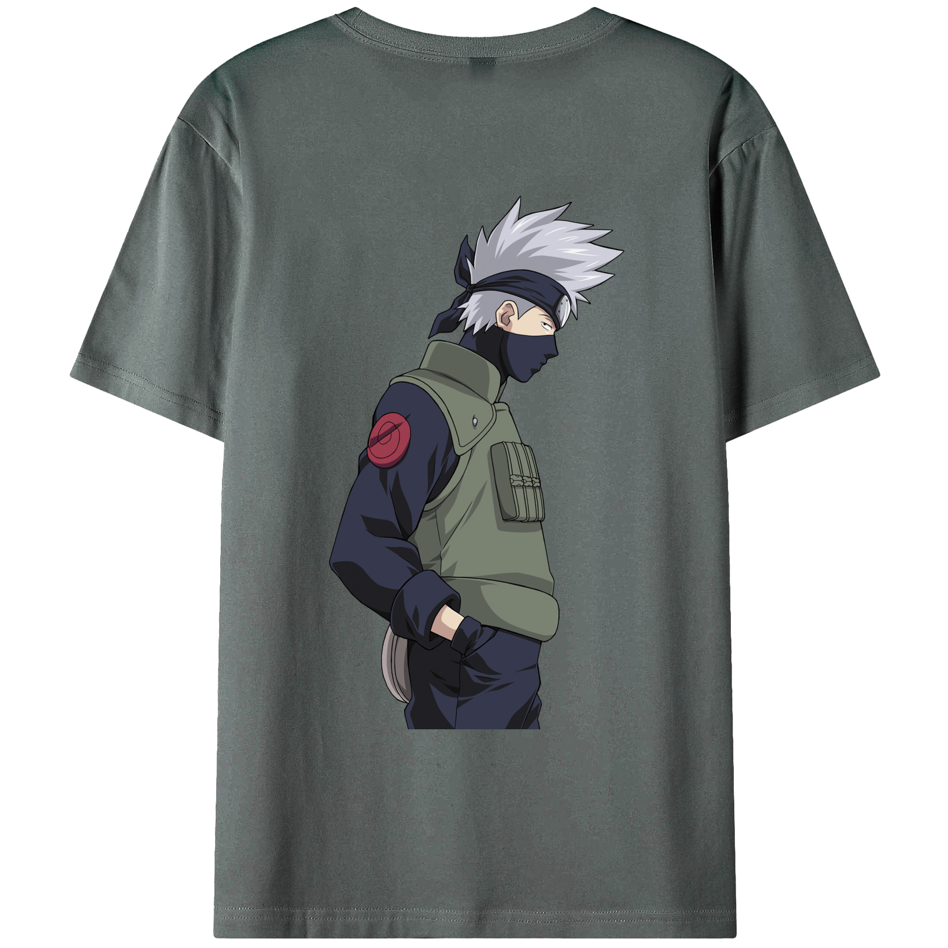 （画像用） NARUTO -ナルト- はたけ カカシ Hatake Kakashi 綿100％ メンズ半袖Tシャツ（バックプリント） 通気性